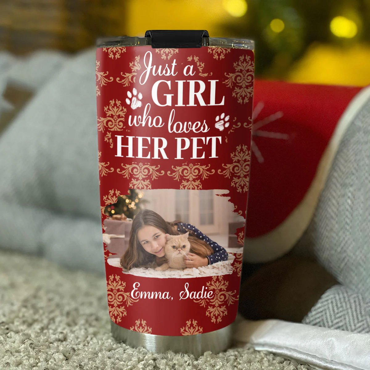 Toile Pet Cartoon Christmas Photo - Personalized Custom Tumbler - Image 2