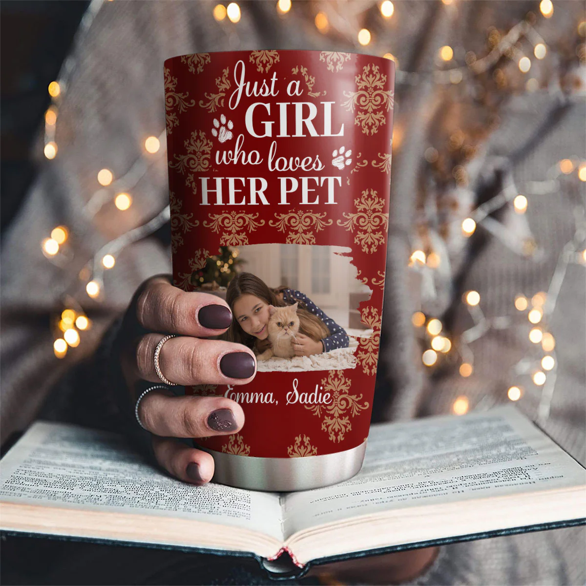 Toile Pet Cartoon Christmas Photo - Personalized Custom Tumbler - Image 5