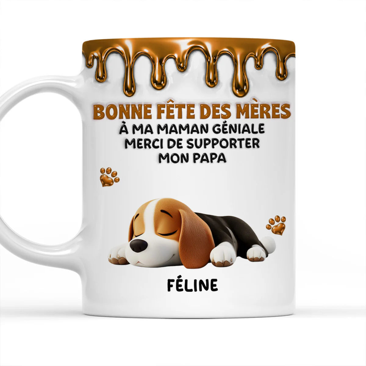Un moment merveilleux aux côtés d'une maman chien - Muguet à café personnalisé avec effet 3D
