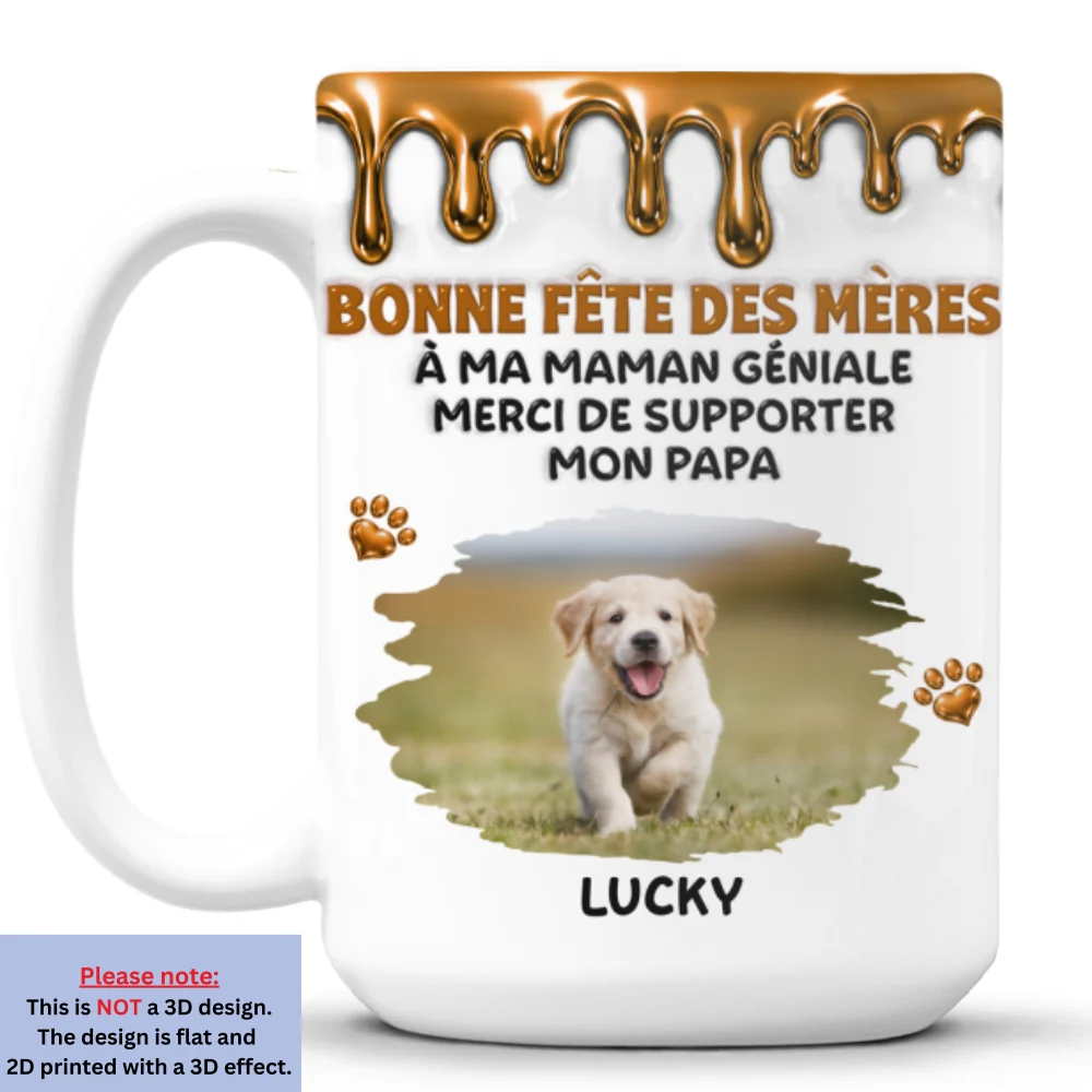 Un moment merveilleux aux côtés d'une maman chien photo - Muguet à café personnalisé avec effet 3D - Image 6