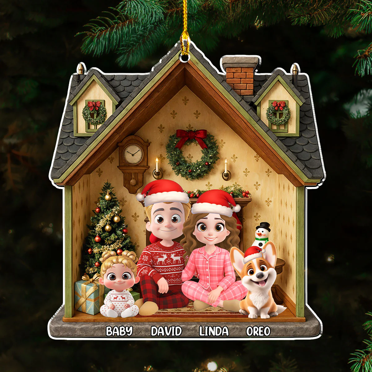 Under The Chimney - Personalized Custom 3D Effect Acrylic Ornament - Image 2