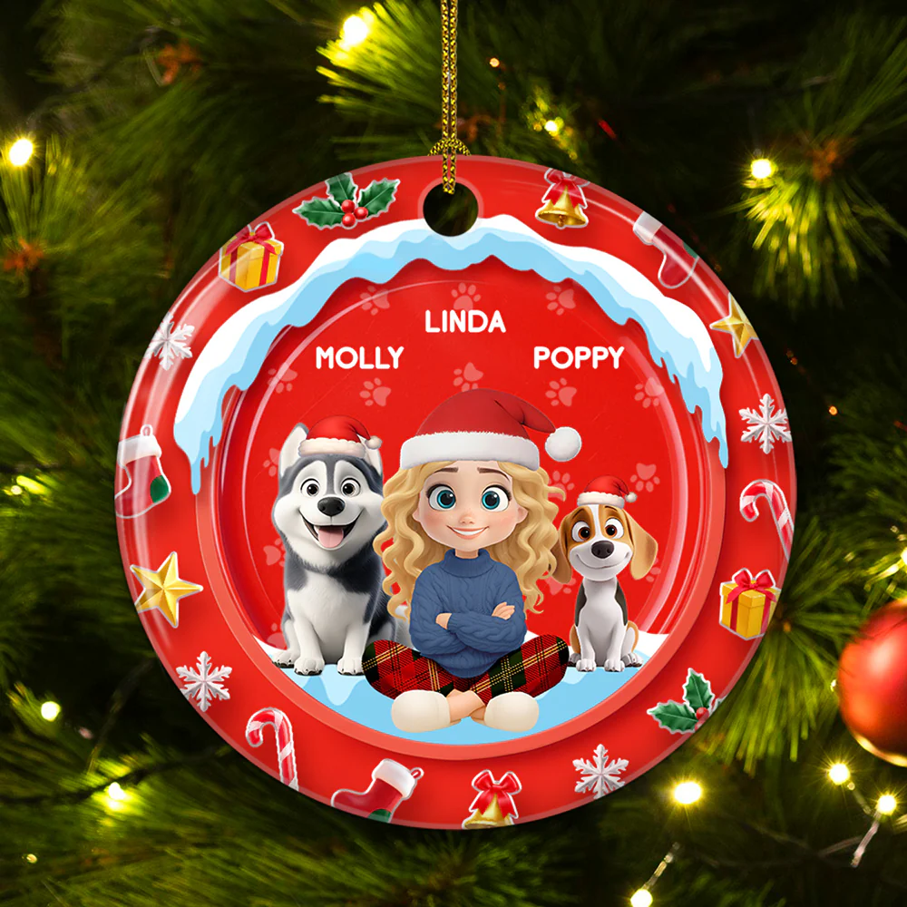 Under The Mistletoe - Personalized Custom 3D Effect Ceramic Ornament - Image 5