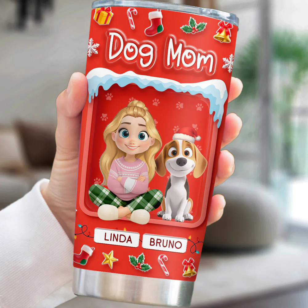 Under The Mistletoe - Personalized Custom 3D Effect Tumbler - Image 2