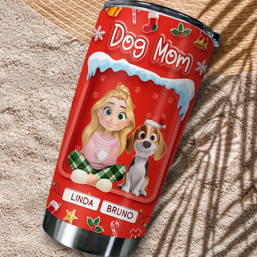 Under The Mistletoe - Personalized Custom 3D Effect Tumbler - Image 3