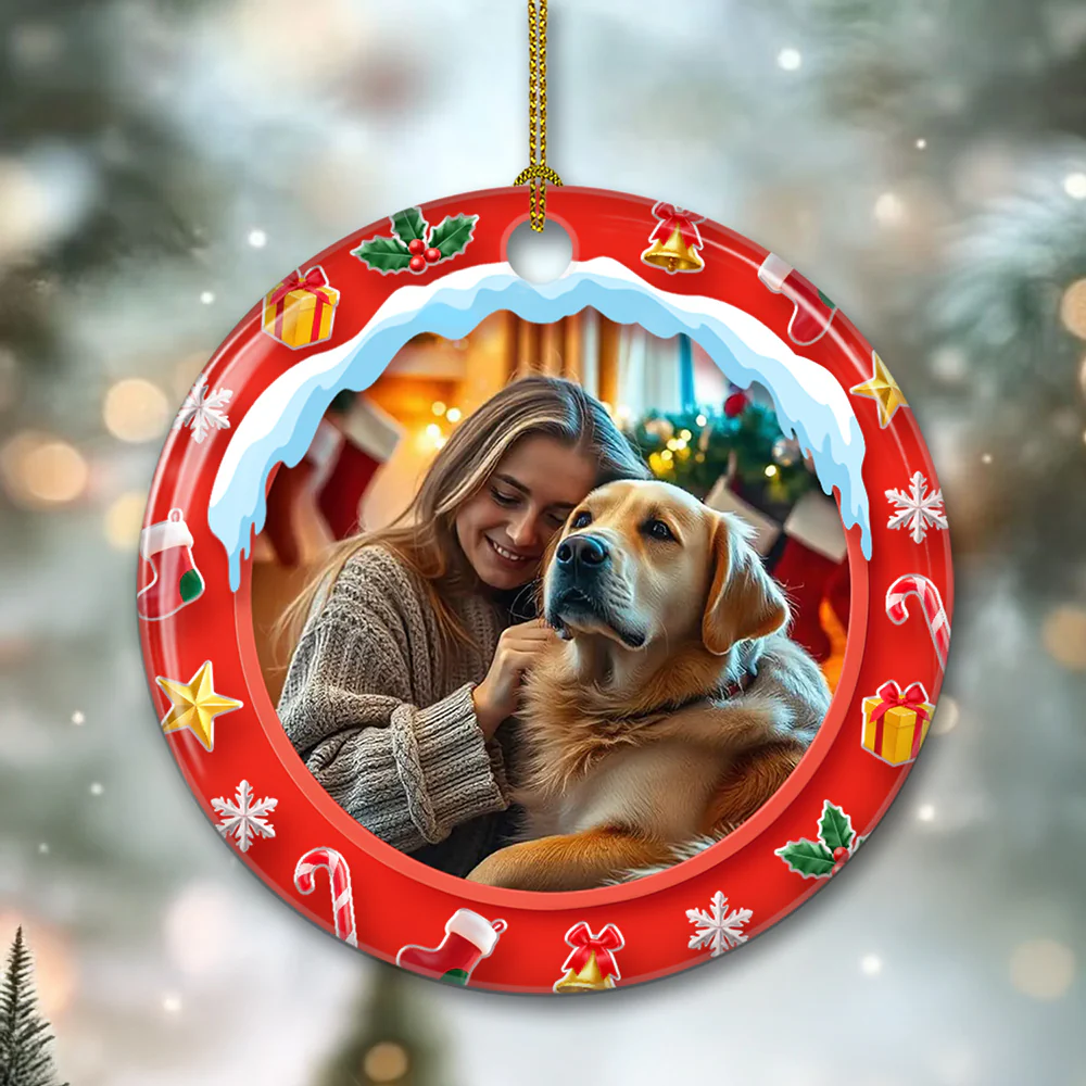 Under The Mistletoe Photo - Personalized Custom 3D Effect Ceramic Ornament - Image 4