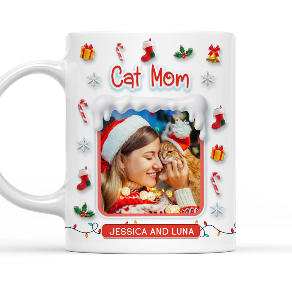 Under The Mistletoe With Cats Photo - Personalized Custom 3D Effect Mug