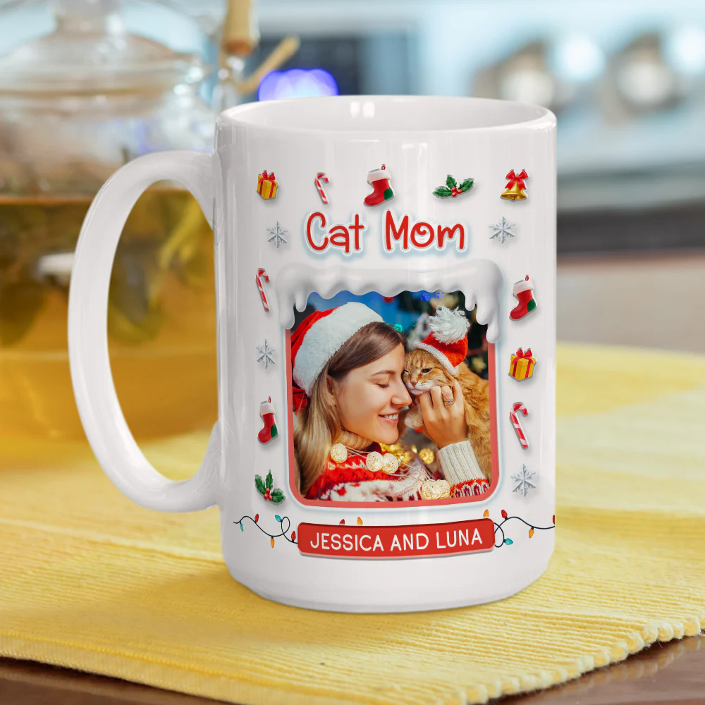 Under The Mistletoe With Cats Photo - Personalized Custom 3D Effect Mug - Image 6