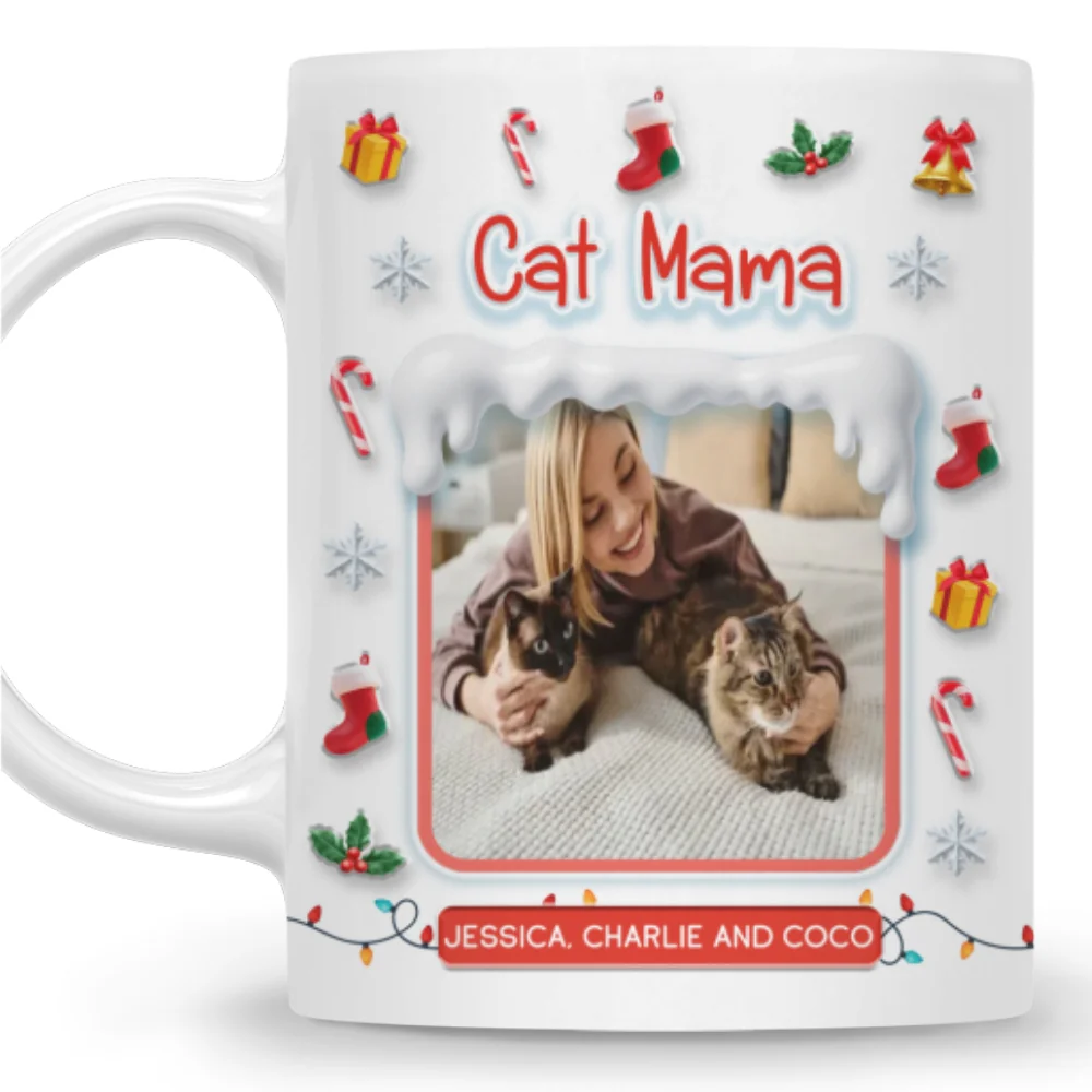 Under The Mistletoe With Cats Photo - Personalized Custom 3D Effect Mug - Image 8