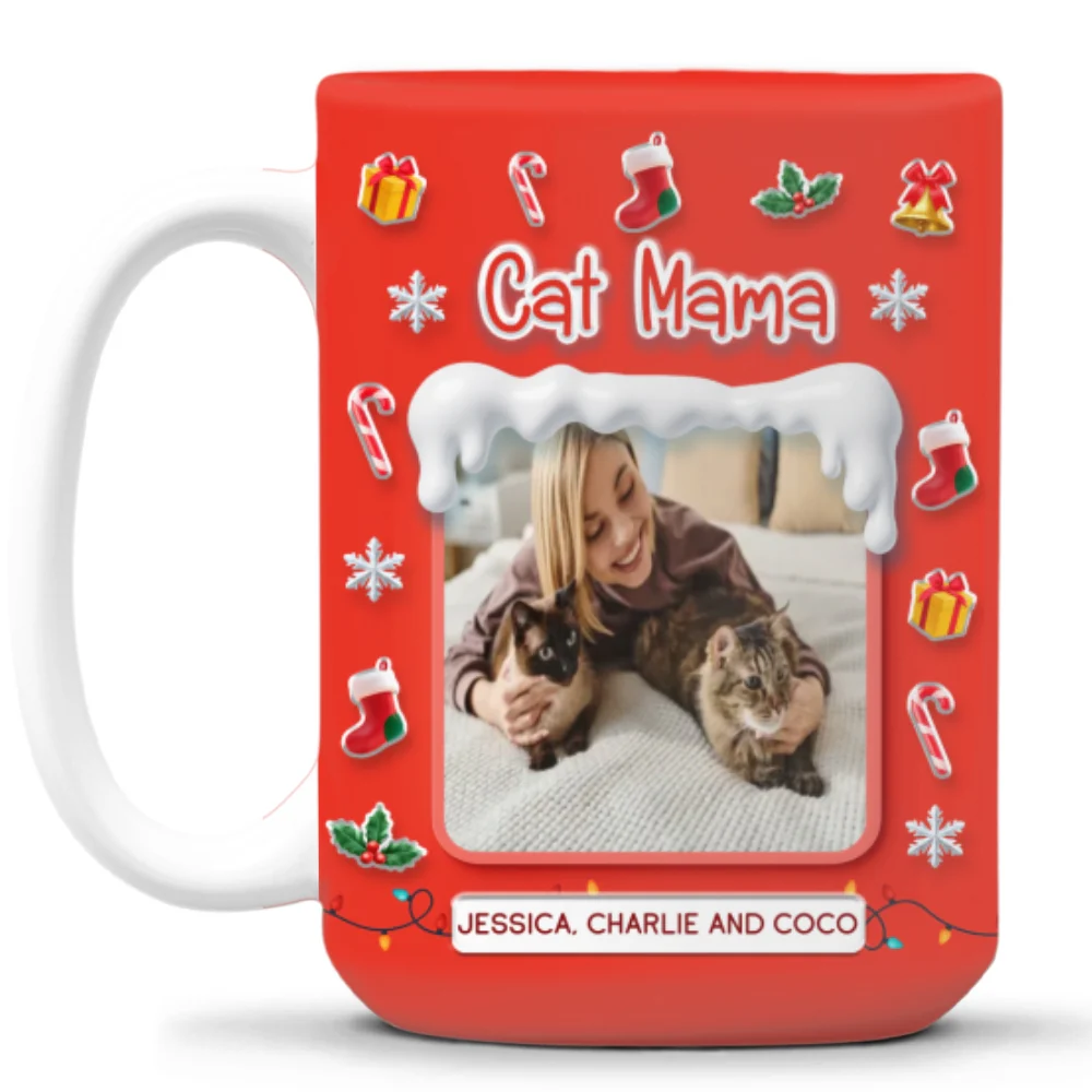 Under The Mistletoe With Cats Photo - Personalized Custom 3D Effect Mug - Image 9