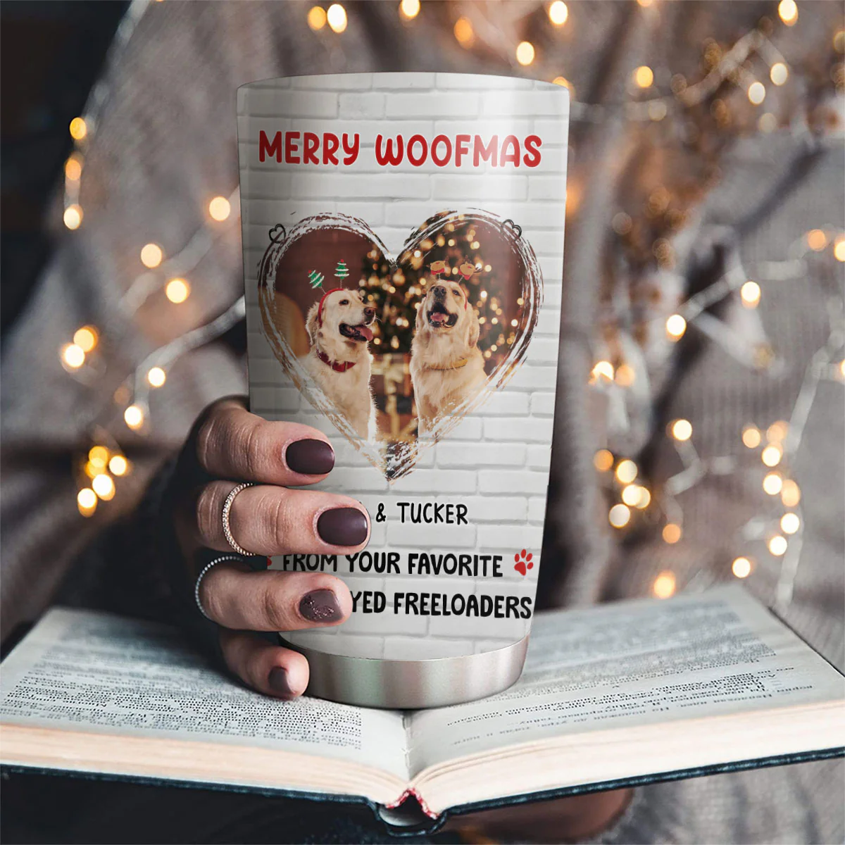 Unemployed Freeloader Christmas Photo - Personalized Custom Tumbler - Image 2