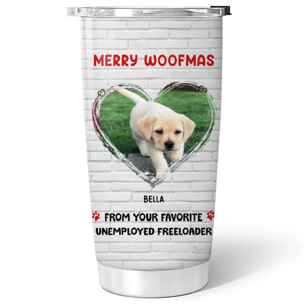 Unemployed Freeloader Christmas Photo - Personalized Custom Tumbler - Image 3