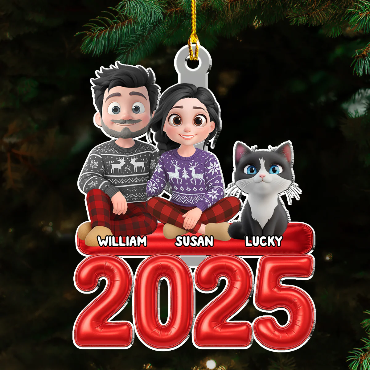 Us And Our Kid Pet - Personalized Custom Acrylic Ornament - Image 2