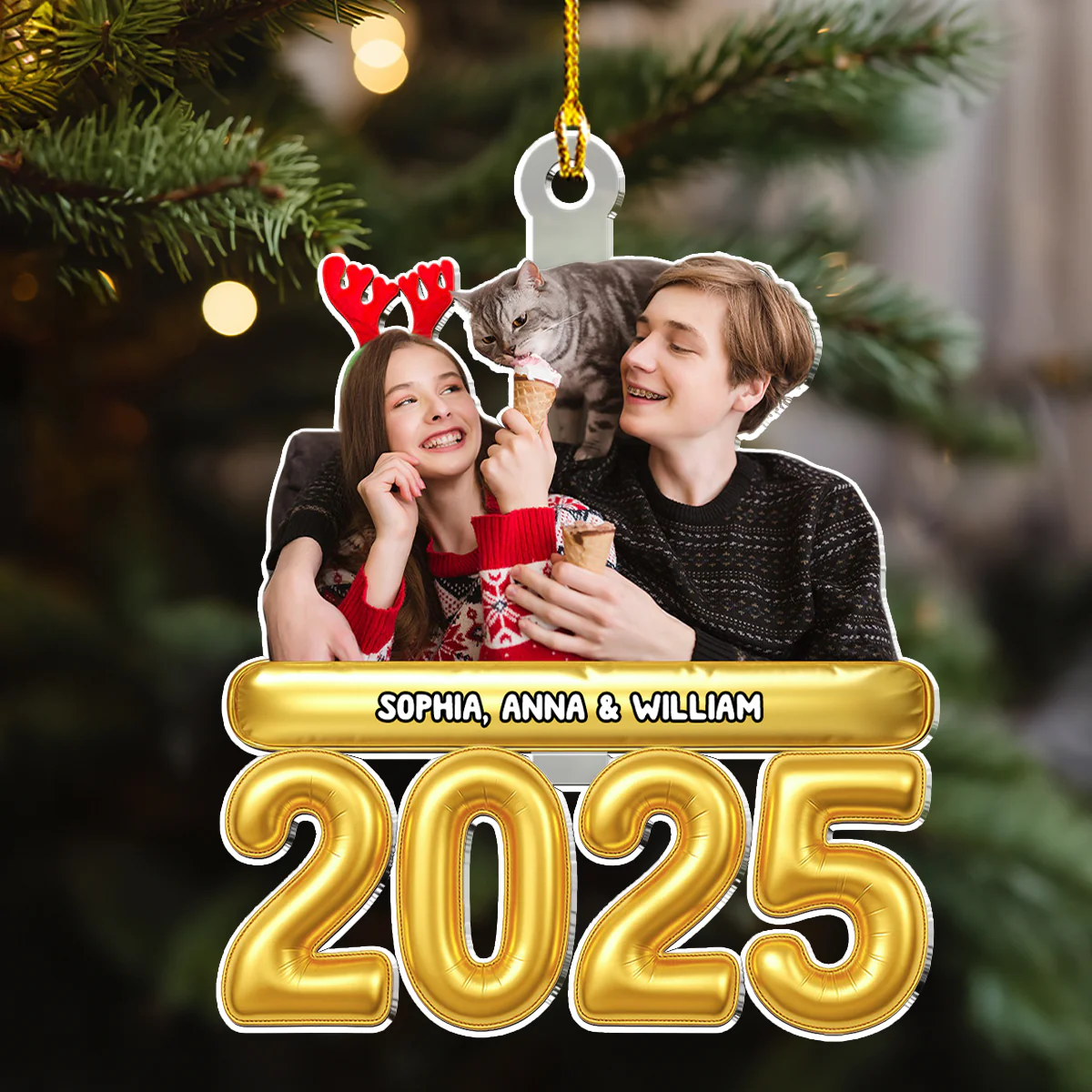 Us And Our Kid Pet Photo - Personalized Custom Acrylic Ornament - Image 3