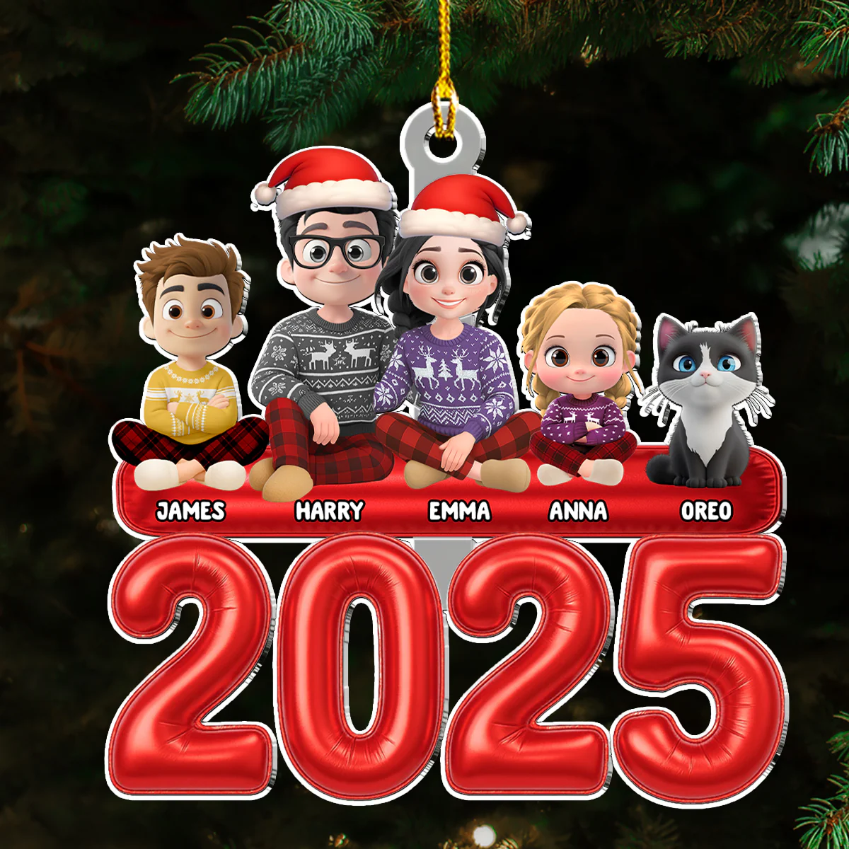 Us And Our Lovely Children - Personalized Custom Acrylic Ornament - Image 2