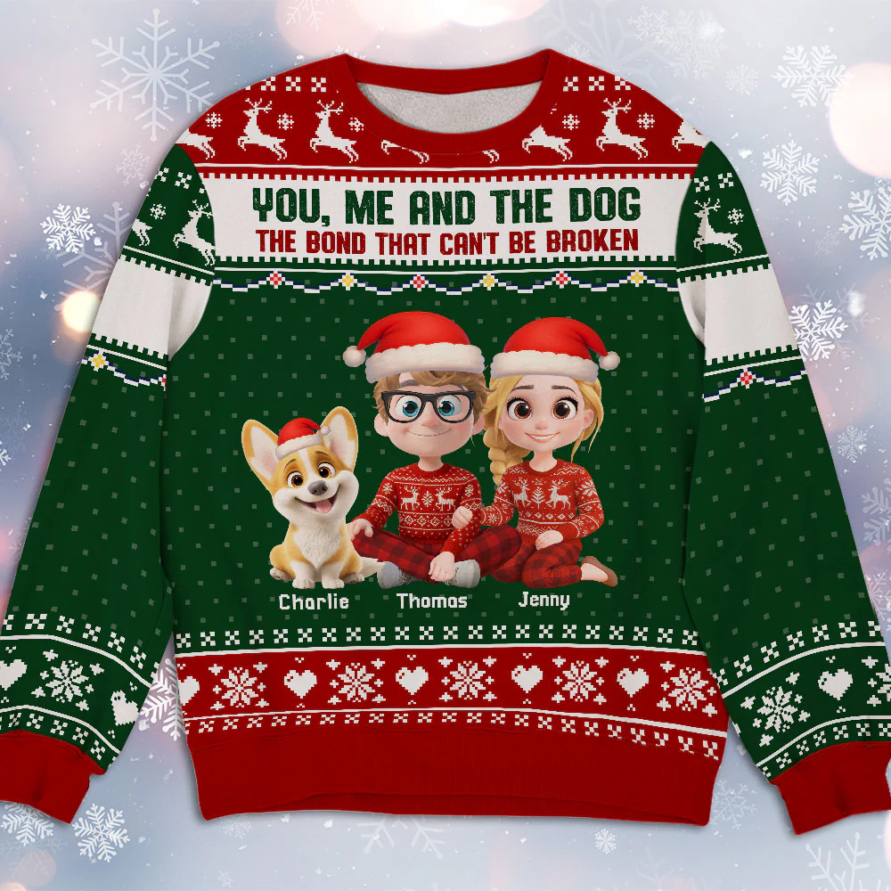 Us And The Dog - Personalized Custom All-Over-Print Sweatshirt - Image 4
