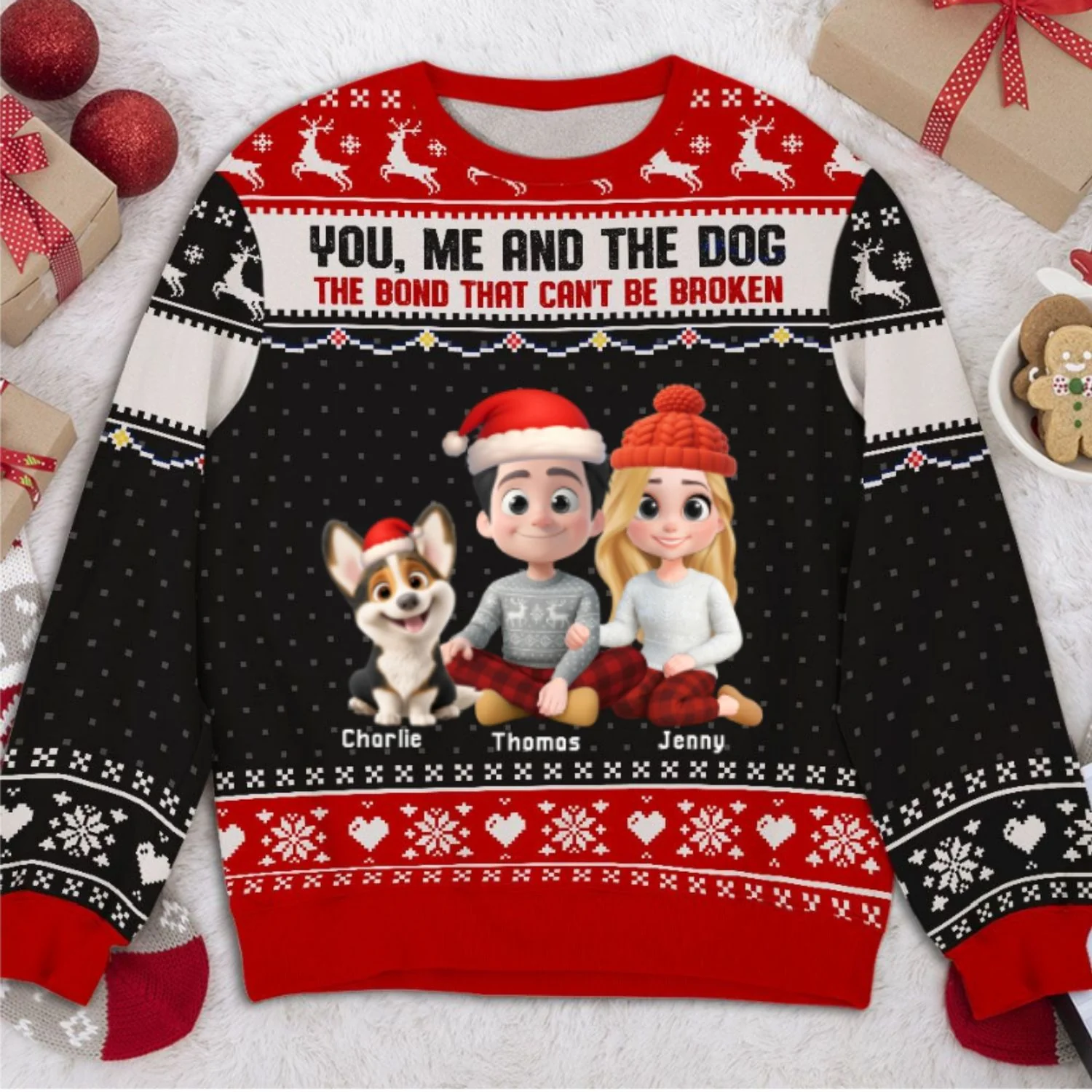 Us And The Dog - Personalized Custom All-Over-Print Sweatshirt - Image 6