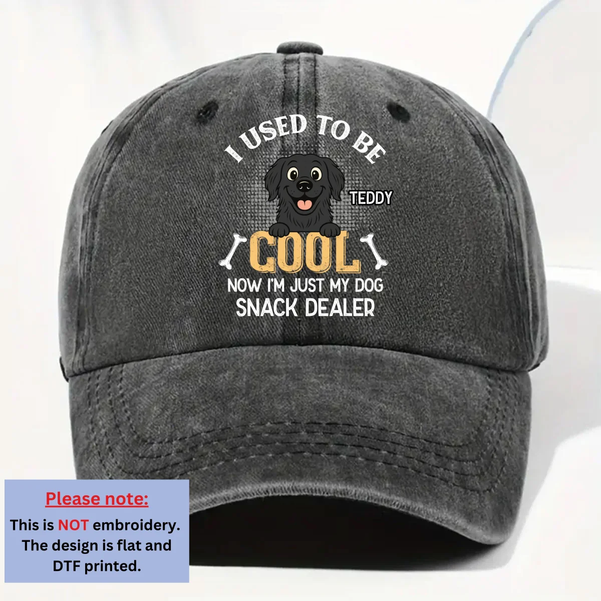 Used To Be Cool - Personalized Custom Vintage Washed Denim Cap - Image 7