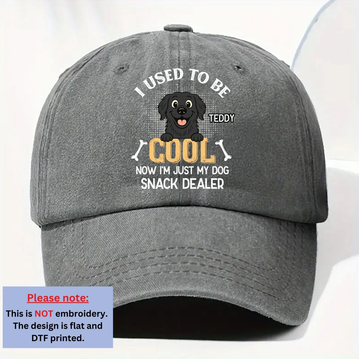Used To Be Cool - Personalized Custom Vintage Washed Denim Cap - Image 8