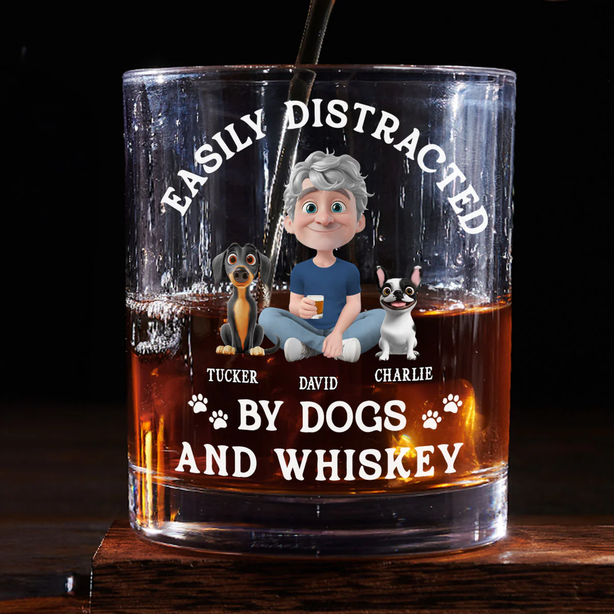 Very Distracted By - Personalized Custom Whiskey Glass