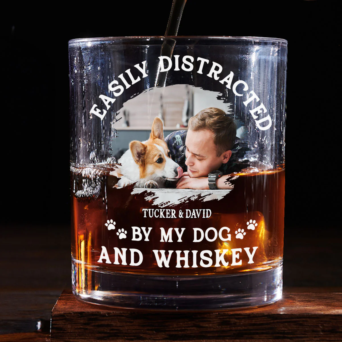 Very Distracted By Photo - Personalized Custom Whiskey Glass