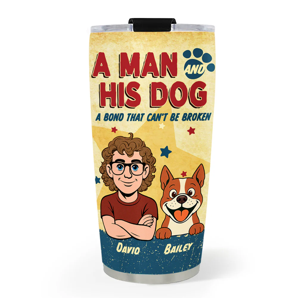 Vintage Comic Dog And Human - Personalized Custom Tumbler