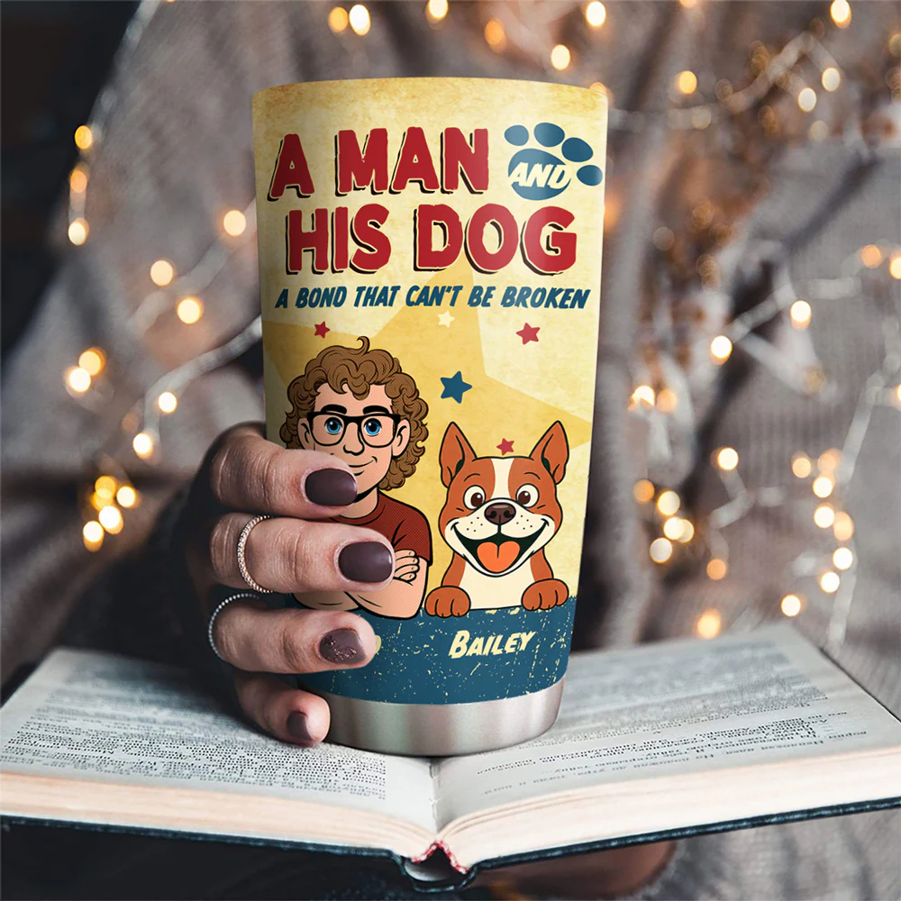 Vintage Comic Dog And Human - Personalized Custom Tumbler - Image 2