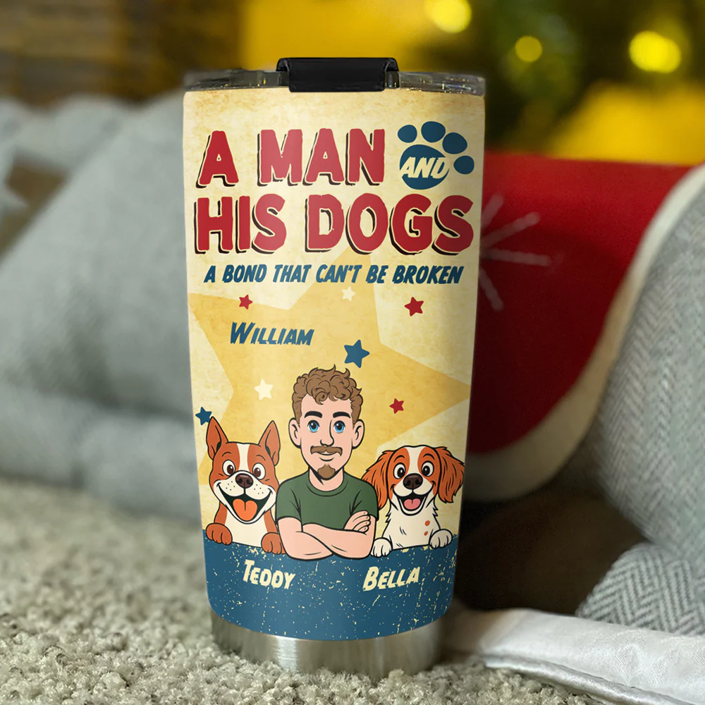 Vintage Comic Dog And Human - Personalized Custom Tumbler - Image 3