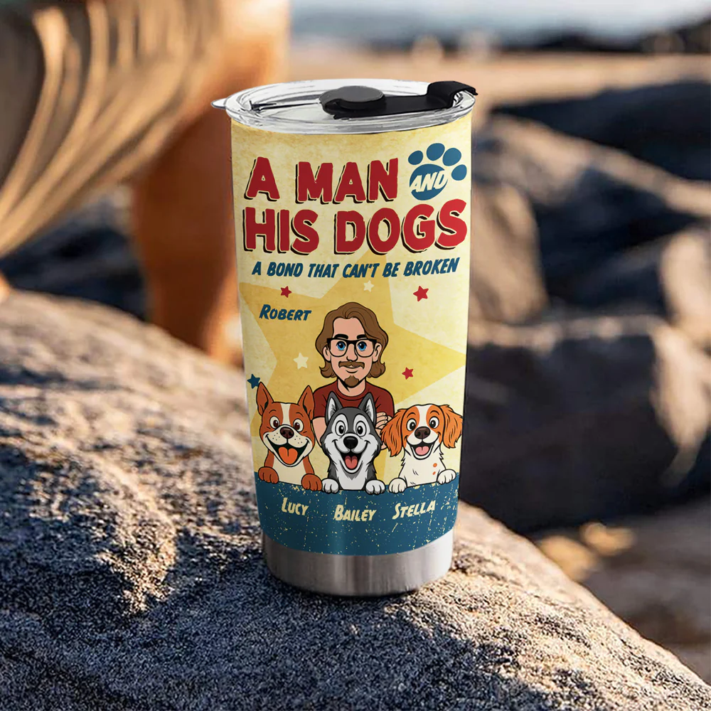 Vintage Comic Dog And Human - Personalized Custom Tumbler - Image 4