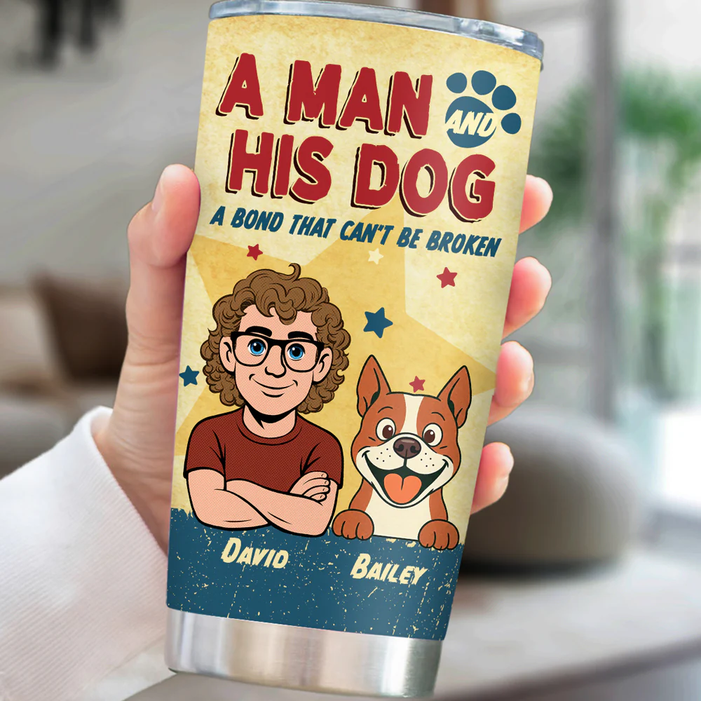 Vintage Comic Dog And Human - Personalized Custom Tumbler - Image 5