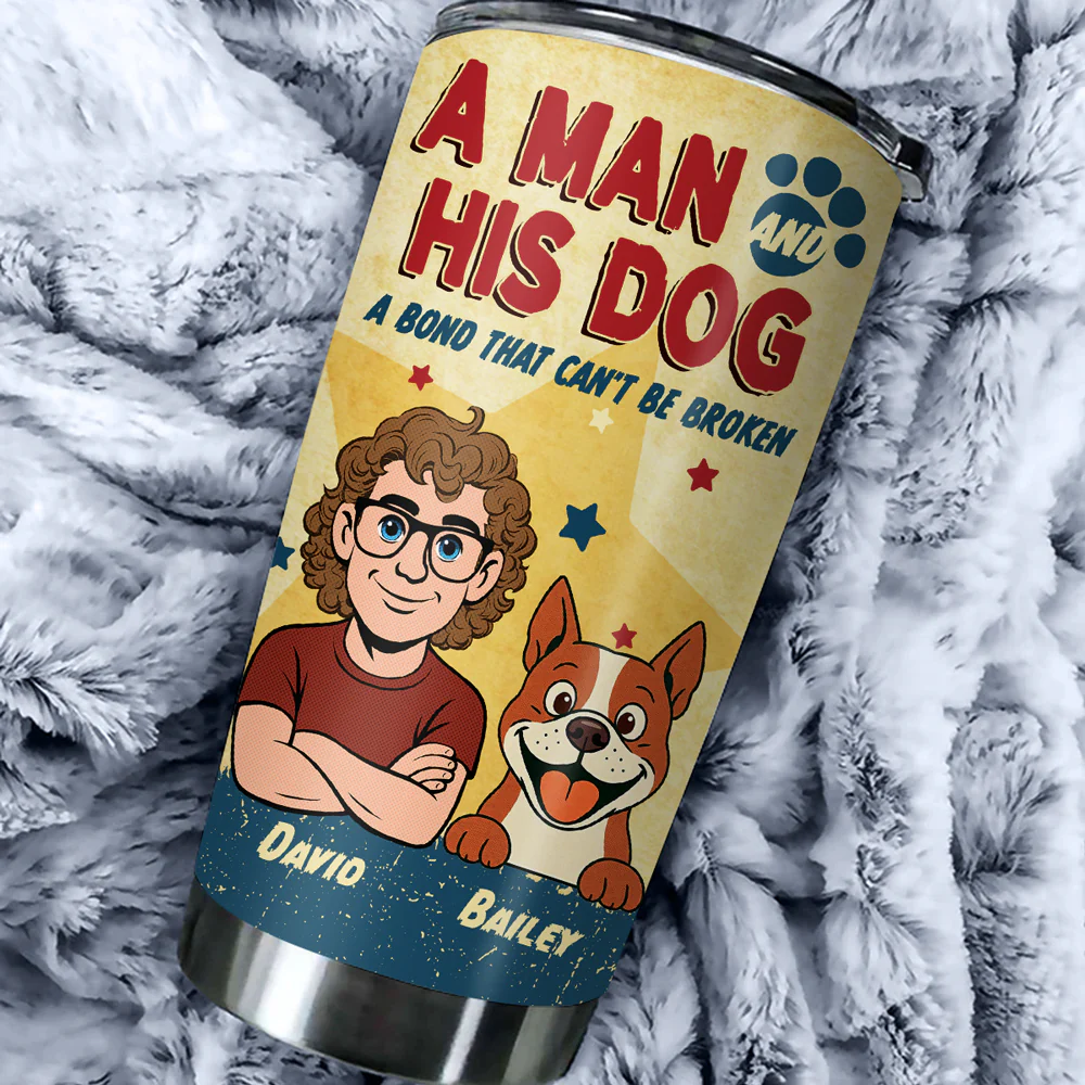 Vintage Comic Dog And Human - Personalized Custom Tumbler - Image 7