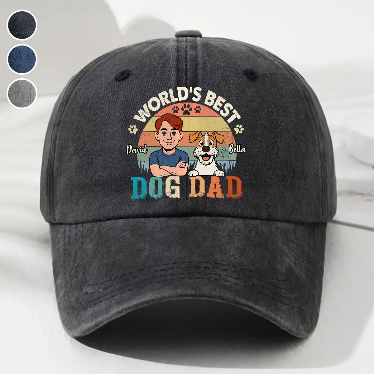 Vintage Comic Dog And Human - Personalized Custom Vintage Washed Denim Cap