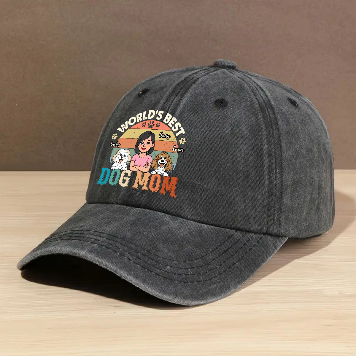 Vintage Comic Dog And Human - Personalized Custom Vintage Washed Denim Cap - Image 2