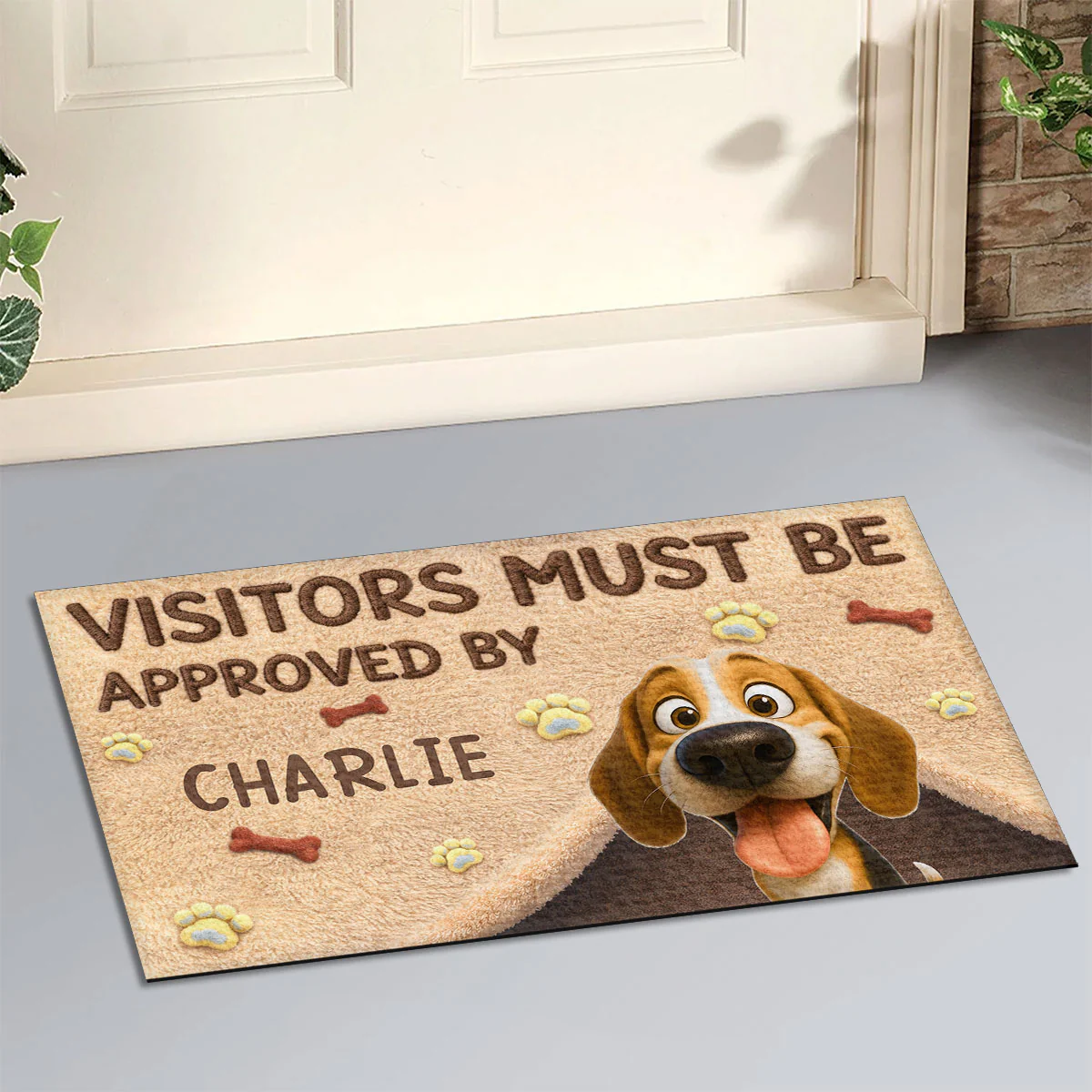 Visitors Must Be Approved By Stuffy Dogs - Personalized Custom Doormat - Image 2
