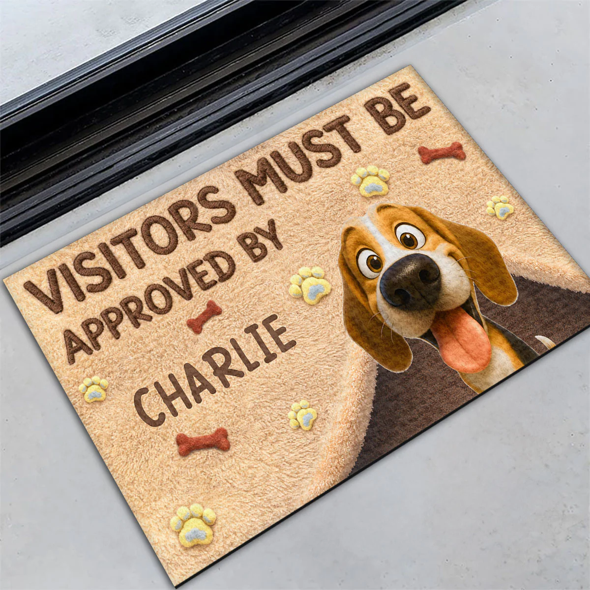 Visitors Must Be Approved By Stuffy Dogs - Personalized Custom Doormat - Image 3