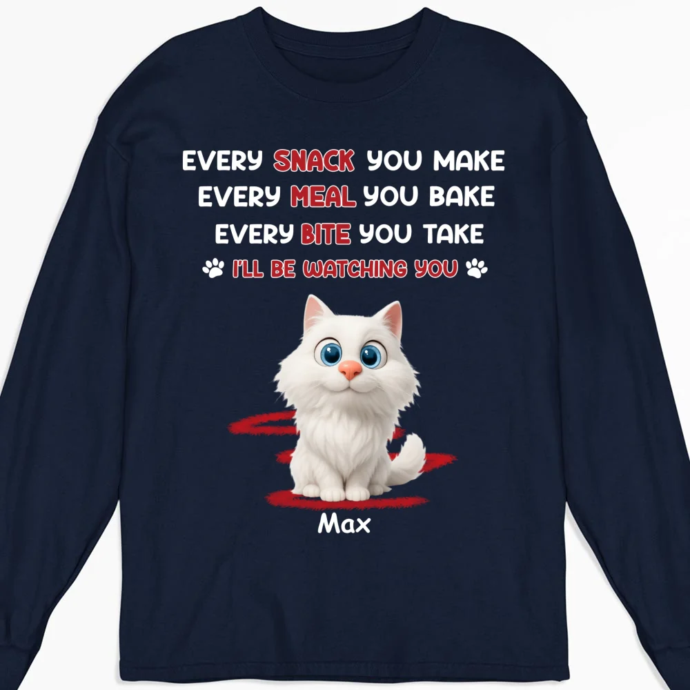 Watching You Forever Cat Version - Personalized Custom Long Sleeve T-Shirt - Image 5