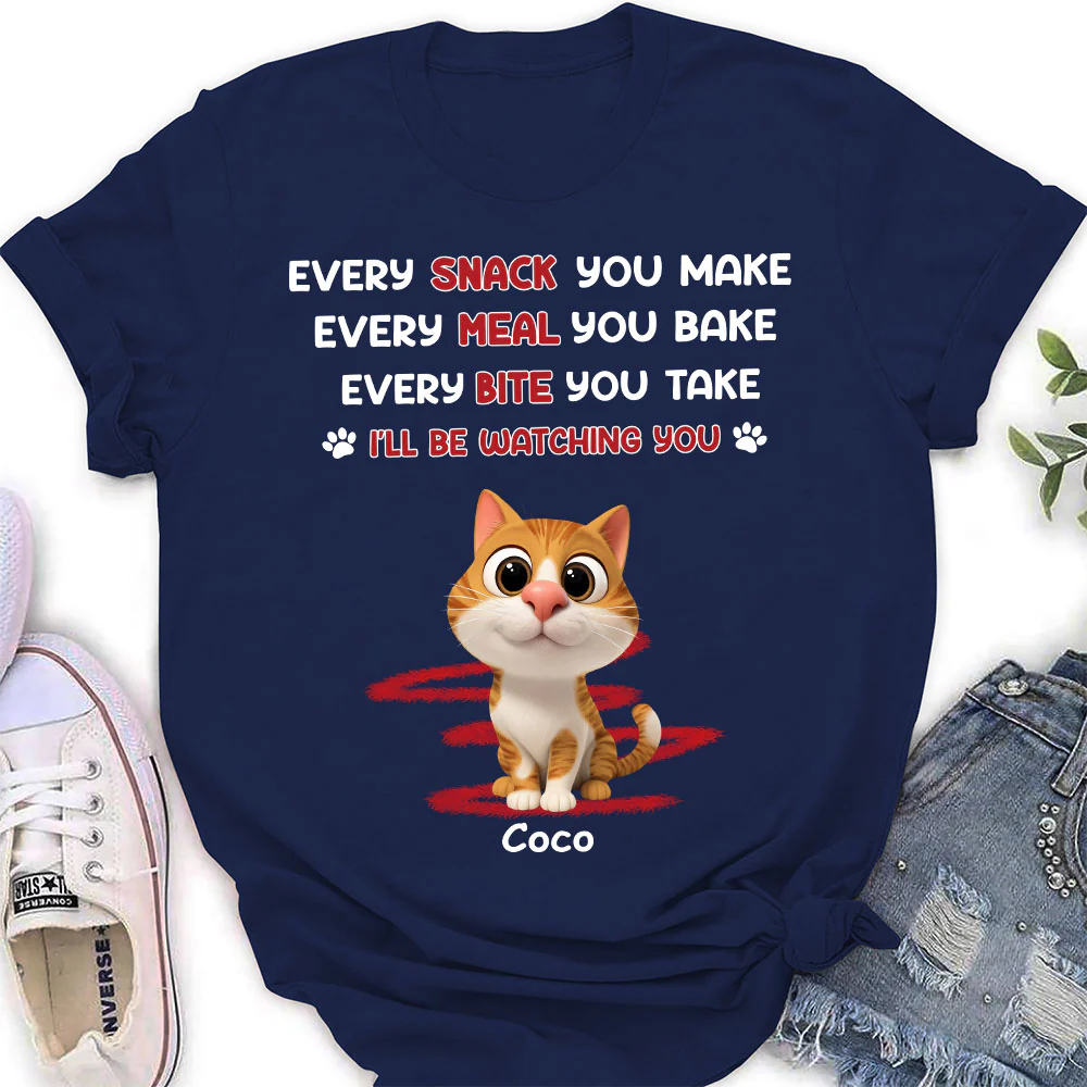 Watching You Forever Cat Version - Personalized Custom Women's T-Shirt - Image 2