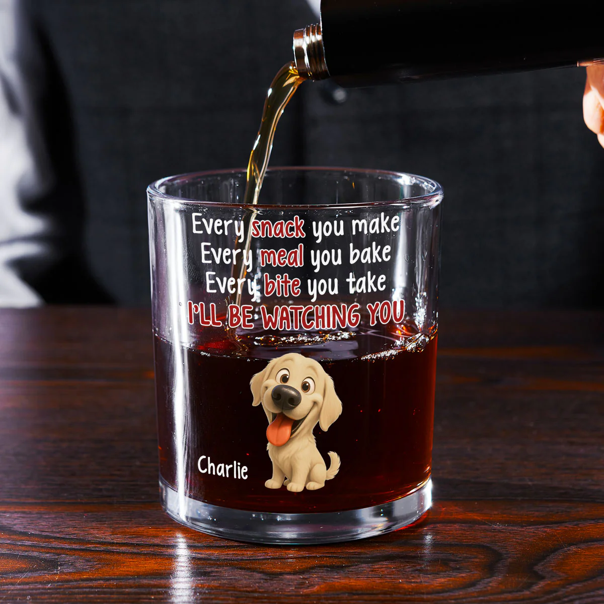 Watching You Forever - Personalized Custom Whiskey Glass - Image 2