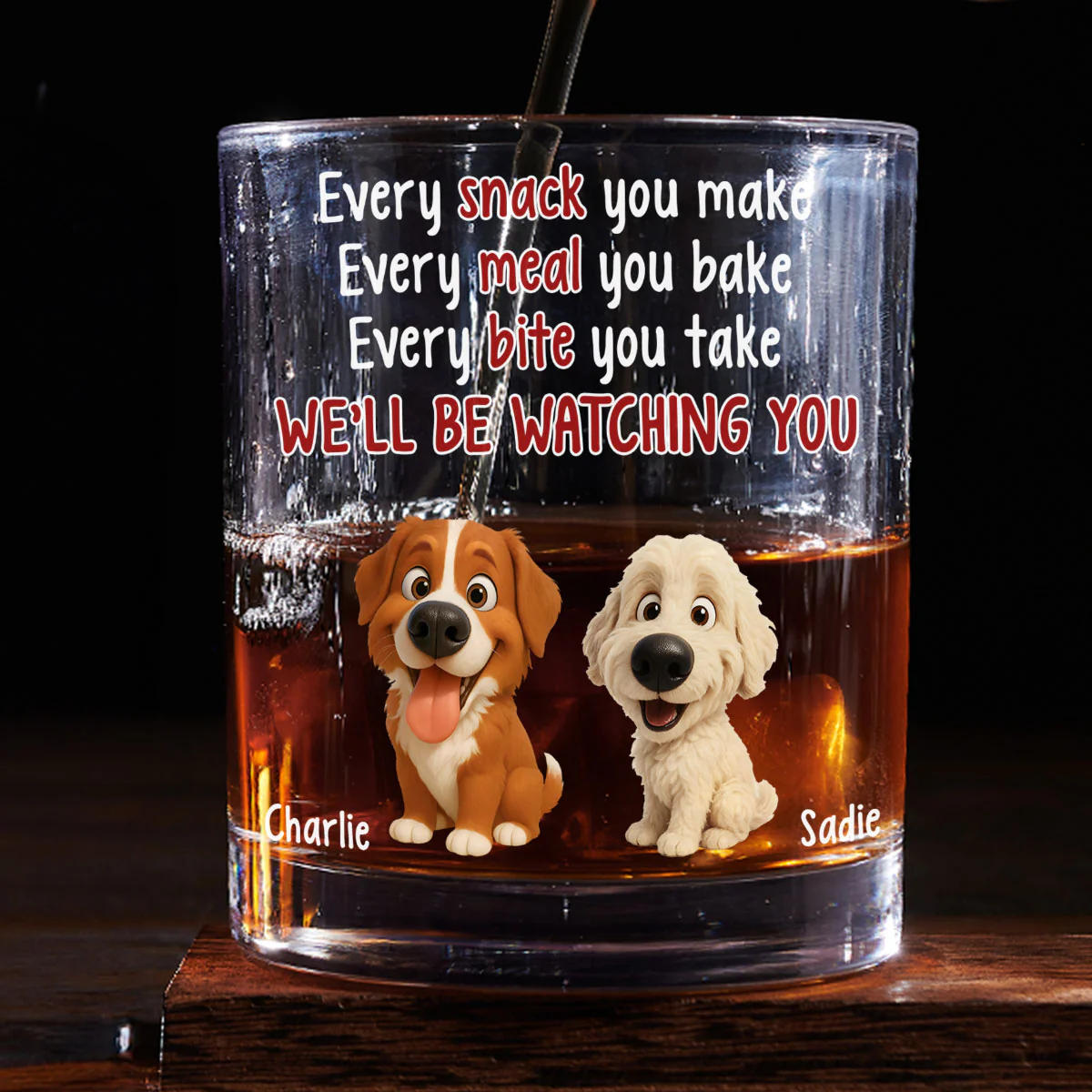 Watching You Forever - Personalized Custom Whiskey Glass - Image 3