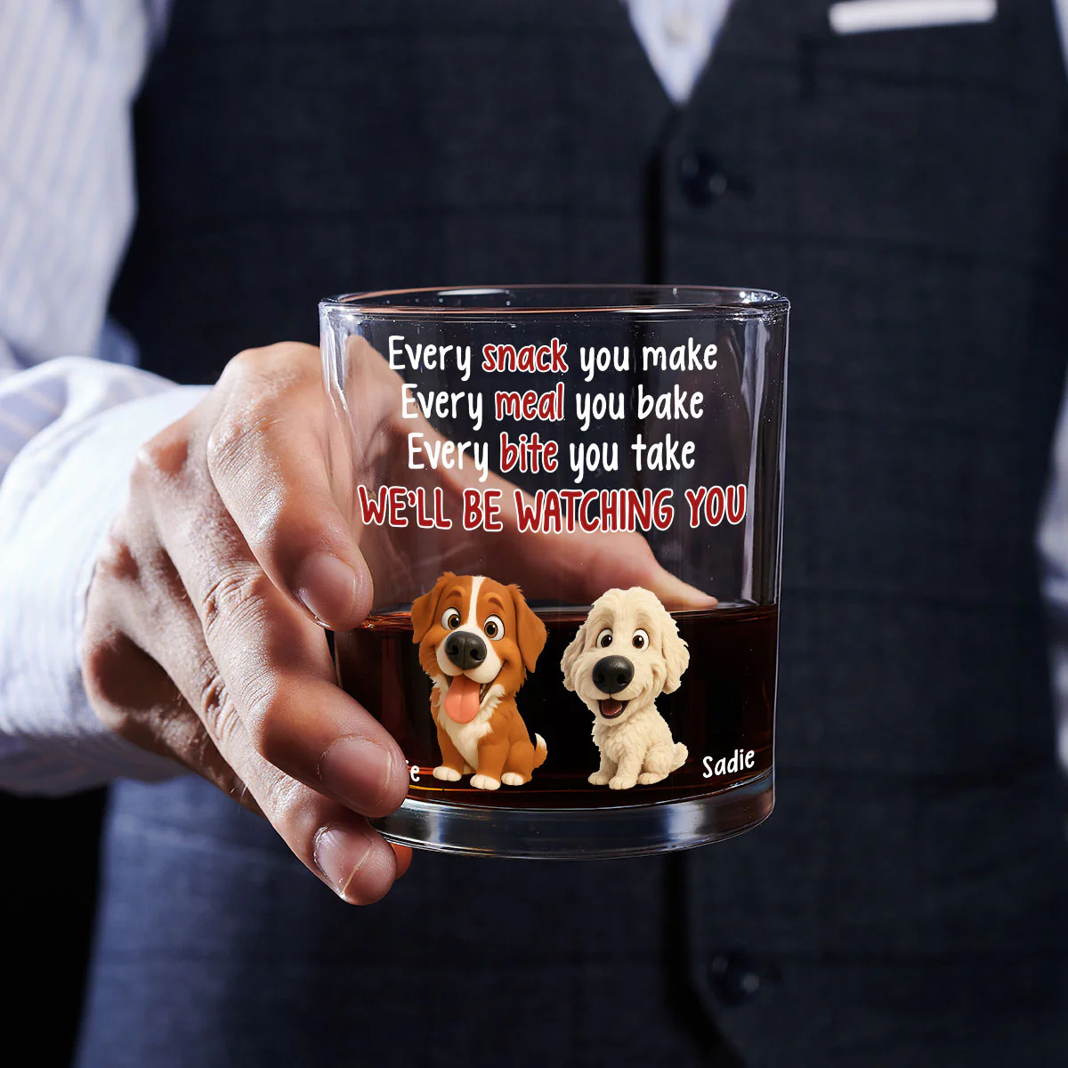 Watching You Forever - Personalized Custom Whiskey Glass - Image 4