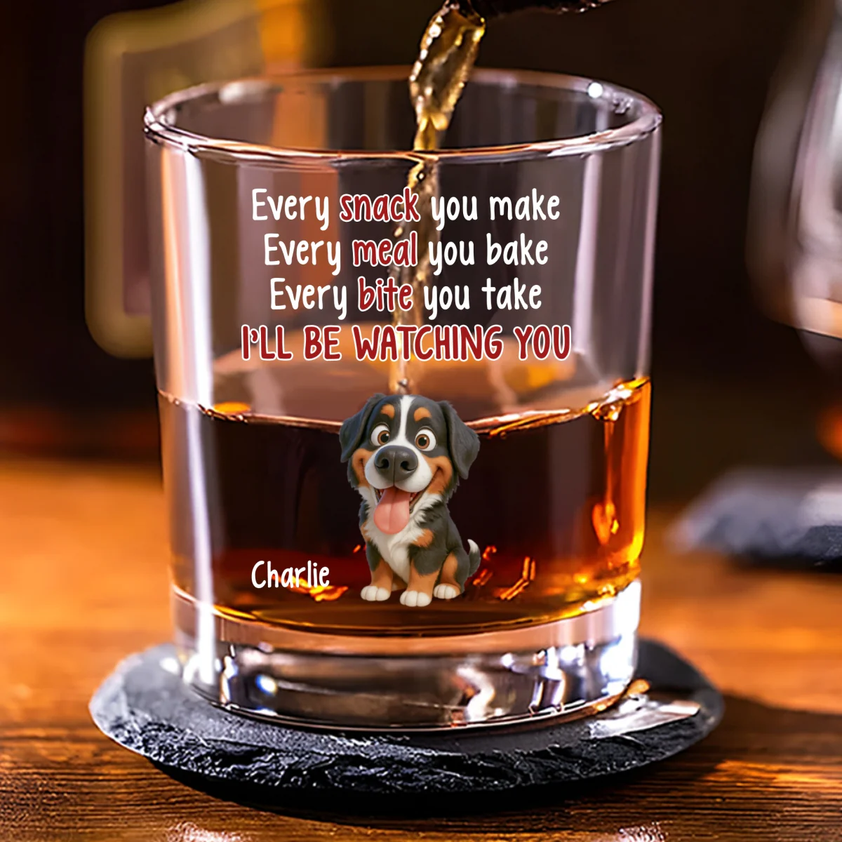 Watching You Forever - Personalized Custom Whiskey Glass - Image 7