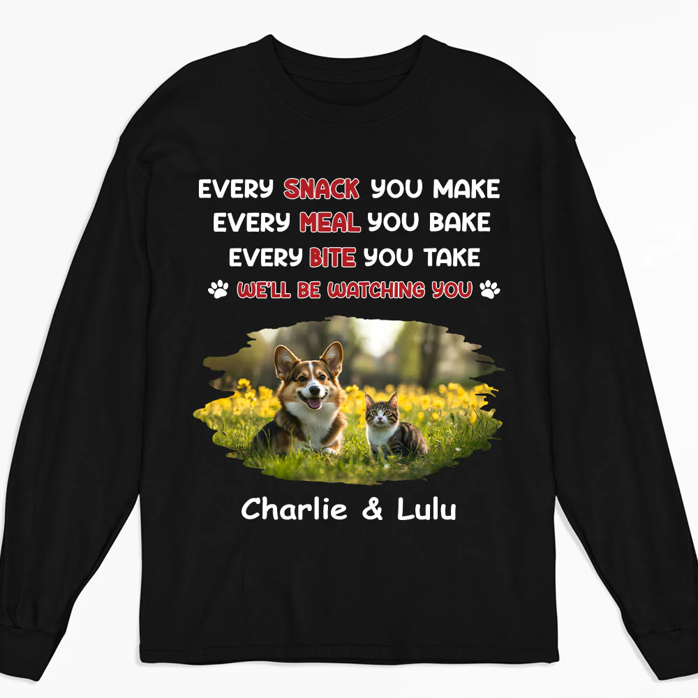 Watching You Forever Pet Version Photo - Personalized Custom Long Sleeve T-Shirt