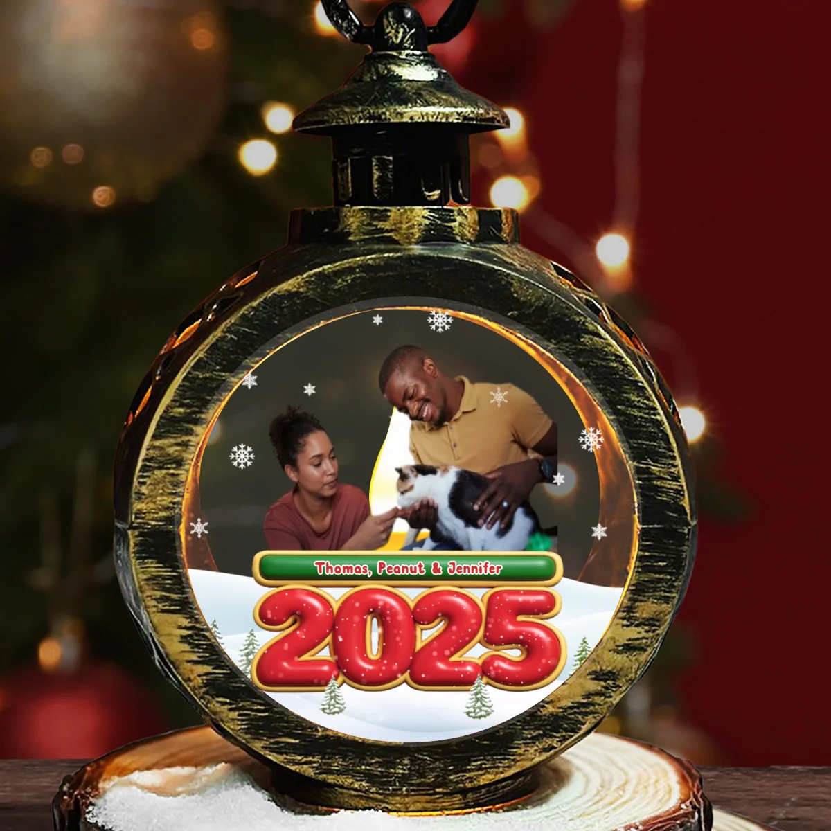We And Our Cat Photo - Personalized Custom Christmas Lantern - Image 7