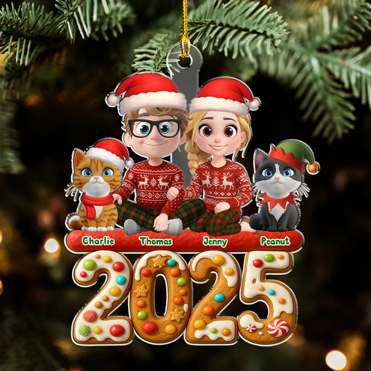 We And Our Cat Version 3 - Personalized Custom Acrylic Ornament - Image 2