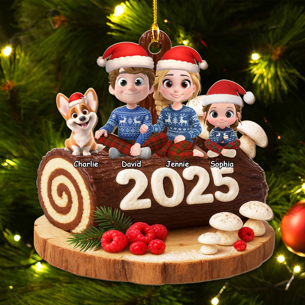 We And Our Dog Chocolate Cake - Personalized Custom Wood Ornament - Image 2