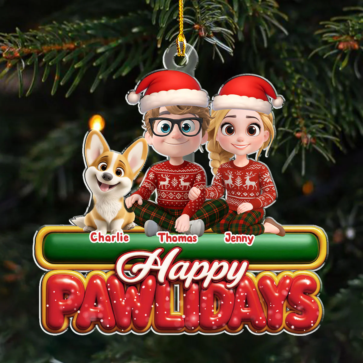 We And Our Dog Pawlidays - Personalized Custom Acrylic Ornament - Image 3