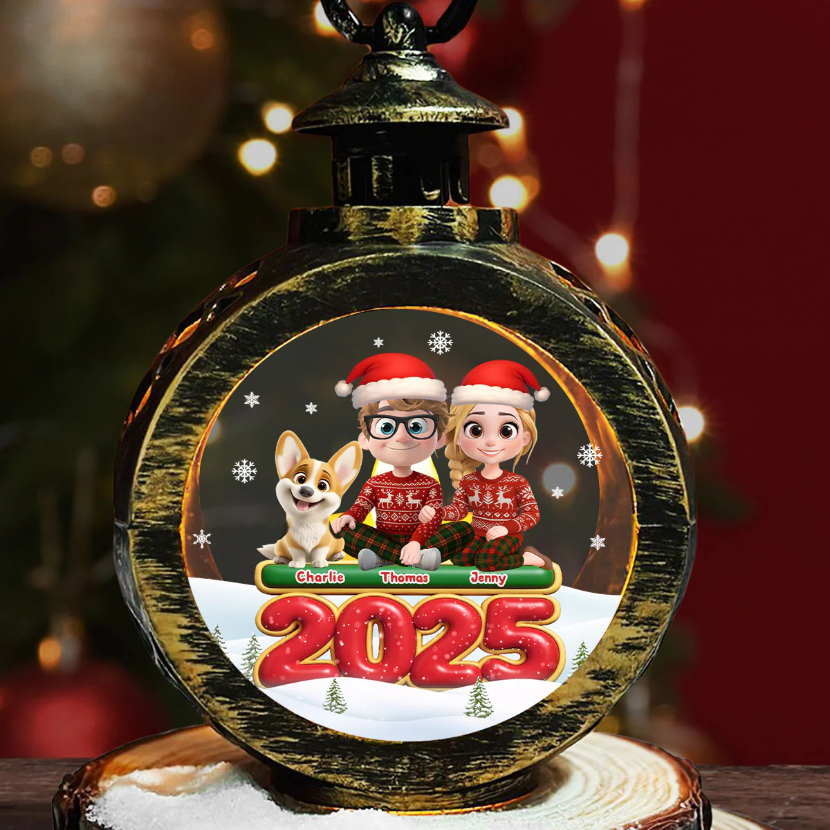 We And Our Dog - Personalized Custom Christmas Lantern