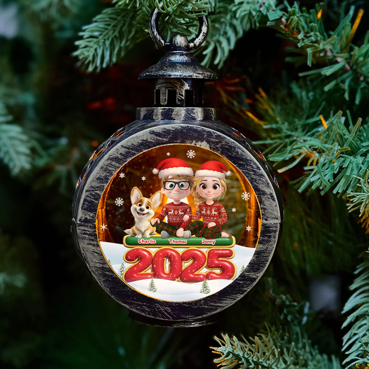 We And Our Dog - Personalized Custom Christmas Lantern - Image 2