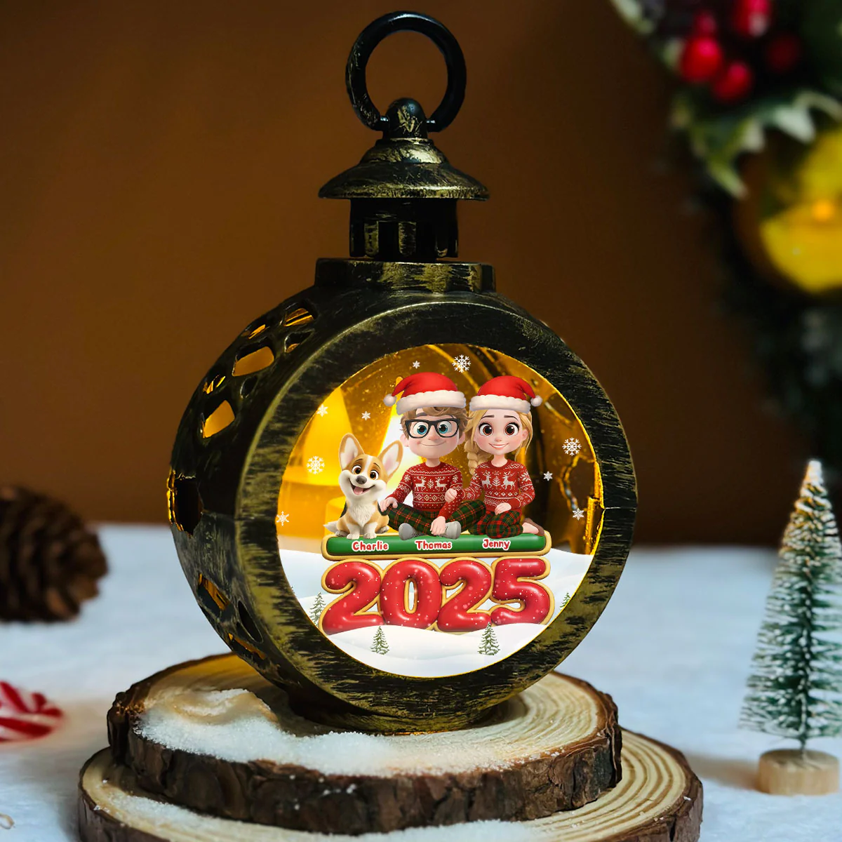 We And Our Dog - Personalized Custom Christmas Lantern - Image 5