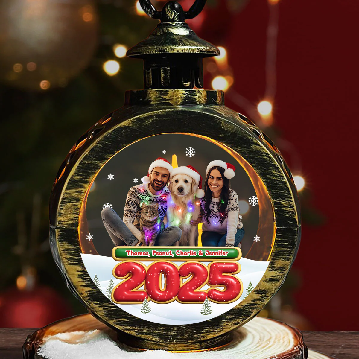 We And Our Dog Photo - Personalized Custom Christmas Lantern