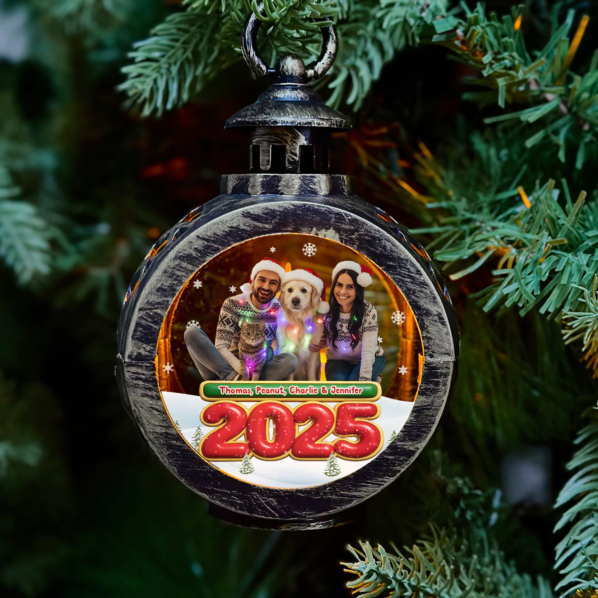 We And Our Dog Photo - Personalized Custom Christmas Lantern - Image 2